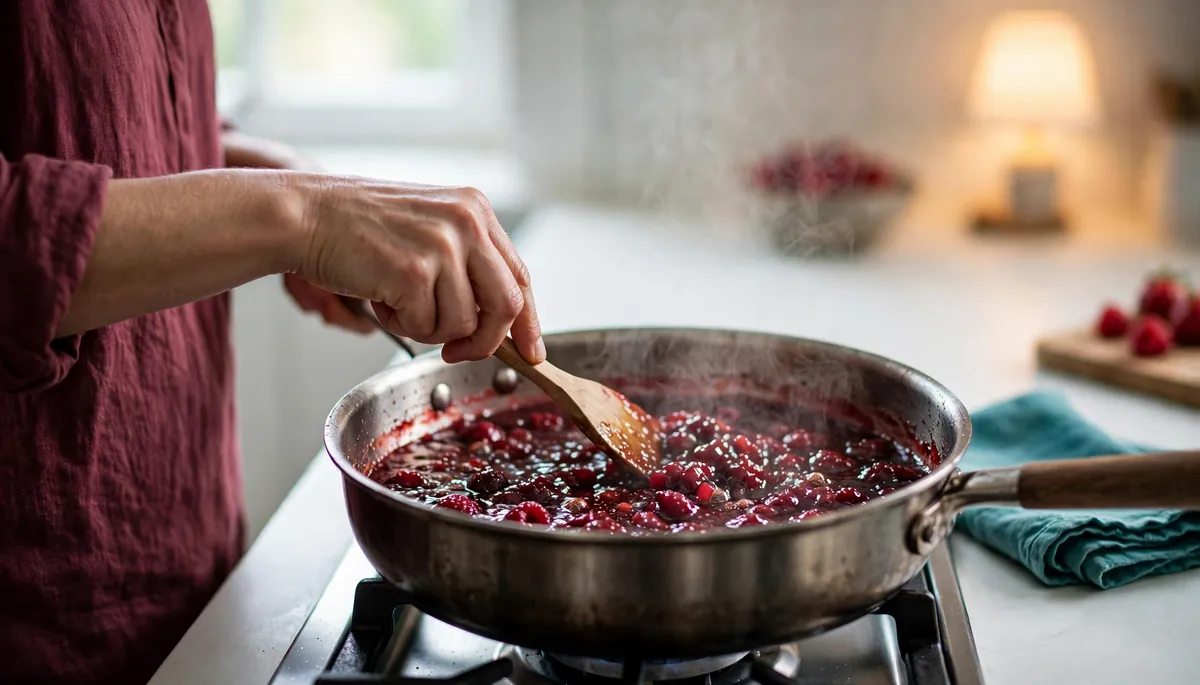 Cuisson de confiture maison à la poêle, sauteuse ou cocotte
