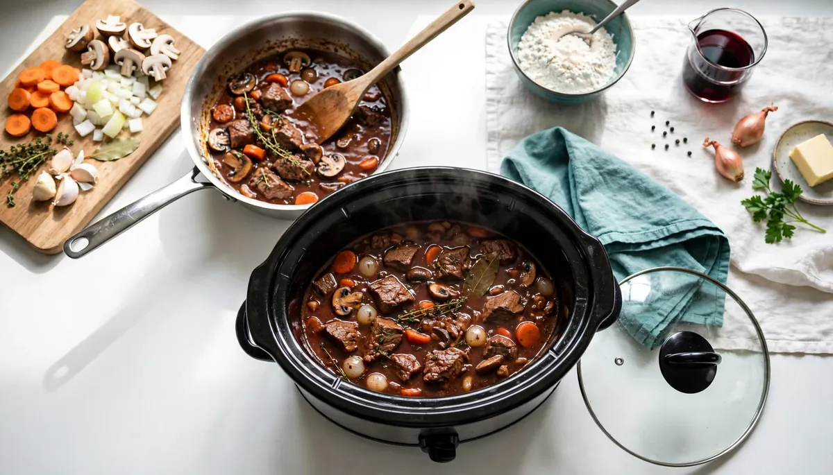 Bœuf bourguignon mijoteuse, la recette complète
